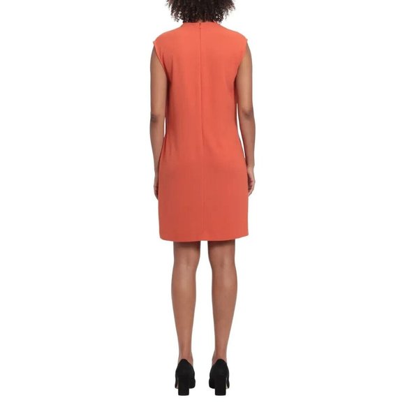 LONDON TIMES Womens Size 18 Plus Mock Neck Asymmetrical Flutter Shift Dress - Picture 2 of 2